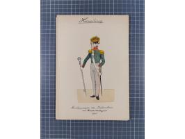 1820/90(ca.), 19. Jahrhundert, 47 Lithografien und Tuschzeichnungen von Militärs und Uniformen, dabei Preußische, Sächsische 