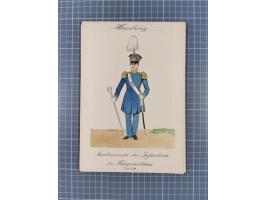 1820/90(ca.), 19. Jahrhundert, 47 Lithografien und Tuschzeichnungen von Militärs und Uniformen, dabei Preußische, Sächsische 