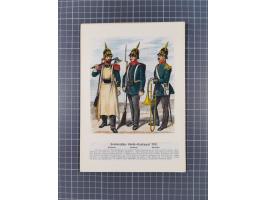 1820/90(ca.), 19. Jahrhundert, 47 Lithografien und Tuschzeichnungen von Militärs und Uniformen, dabei Preußische, Sächsische 