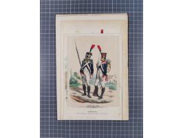 1820/90(ca.), 19. Jahrhundert, 47 Lithografien und Tuschzeichnungen von Militärs und Uniformen, dabei Preußische, Sächsische 