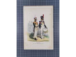 1820/90(ca.), 19. Jahrhundert, 47 Lithografien und Tuschzeichnungen von Militärs und Uniformen, dabei Preußische, Sächsische 