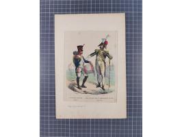 1820/90(ca.), 19. Jahrhundert, 47 Lithografien und Tuschzeichnungen von Militärs und Uniformen, dabei Preußische, Sächsische 