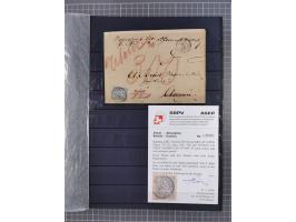 1842/1975, reichhaltige Sammlung mit etwas über 110 Briefen, dabei u.a. Mi.-Nr. 7II (oben angeschnitten) auf Forwarded-Brief 