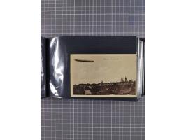 1907/38, Album 100 Zeppelin-Ansichtskarten, dabei 64 Karten bis 1914 (52 AK Deutsches Reich) mit vielen seltenen Ansichten, m