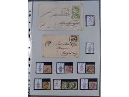 1849/70 (ca.), meist gestempelte kleine Partie im Ordner, überwiegend Bayern mit u.a. 1 IIa, 4 I/III, 8II, Wappen-Brief in di
