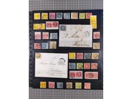 1849/70 (ca.), ungebrauchte und gestempelte reichhaltige Partie im Steckalbum, dabei viele bessere Werte, schöne Briefstücke 