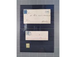 1850/71, ungebrauchter und gestempelte aber Sammlungsbestand in 2 Karteikästen, dabei auch viele Briefe, farbige Stempel, Ein