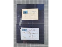 1850/71, ungebrauchter und gestempelte aber Sammlungsbestand in 2 Karteikästen, dabei auch viele Briefe, farbige Stempel, Ein