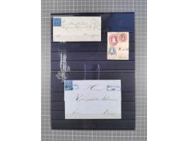 1850/71, ungebrauchter und gestempelte aber Sammlungsbestand in 2 Karteikästen, dabei auch viele Briefe, farbige Stempel, Ein