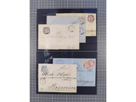 1850/71, ungebrauchter und gestempelte aber Sammlungsbestand in 2 Karteikästen, dabei auch viele Briefe, farbige Stempel, Ein