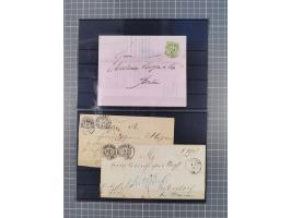 1850/71, ungebrauchter und gestempelte aber Sammlungsbestand in 2 Karteikästen, dabei auch viele Briefe, farbige Stempel, Ein