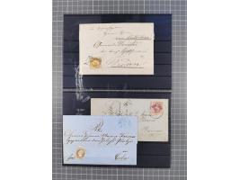 1850/71, ungebrauchter und gestempelte aber Sammlungsbestand in 2 Karteikästen, dabei auch viele Briefe, farbige Stempel, Ein