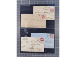 1850/71, ungebrauchter und gestempelte aber Sammlungsbestand in 2 Karteikästen, dabei auch viele Briefe, farbige Stempel, Ein