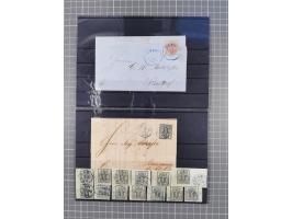 1850/71, ungebrauchter und gestempelte aber Sammlungsbestand in 2 Karteikästen, dabei auch viele Briefe, farbige Stempel, Ein