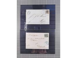 1850/71, ungebrauchter und gestempelte aber Sammlungsbestand in 2 Karteikästen, dabei auch viele Briefe, farbige Stempel, Ein