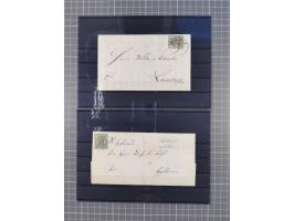 1850/71, ungebrauchter und gestempelte aber Sammlungsbestand in 2 Karteikästen, dabei auch viele Briefe, farbige Stempel, Ein