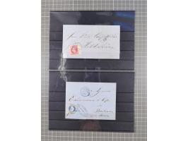 1850/71, ungebrauchter und gestempelte aber Sammlungsbestand in 2 Karteikästen, dabei auch viele Briefe, farbige Stempel, Ein