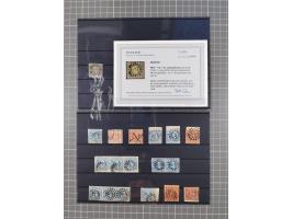 1850/71, ungebrauchter und gestempelte aber Sammlungsbestand in 2 Karteikästen, dabei auch viele Briefe, farbige Stempel, Ein