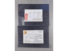 1850/71, ungebrauchter und gestempelte aber Sammlungsbestand in 2 Karteikästen, dabei auch viele Briefe, farbige Stempel, Ein