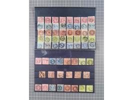 1850/71, ungebrauchter und gestempelte aber Sammlungsbestand in 2 Karteikästen, dabei auch viele Briefe, farbige Stempel, Ein