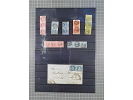 1850/71, ungebrauchter und gestempelte aber Sammlungsbestand in 2 Karteikästen, dabei auch viele Briefe, farbige Stempel, Ein