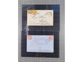 1850/71, ungebrauchter und gestempelte aber Sammlungsbestand in 2 Karteikästen, dabei auch viele Briefe, farbige Stempel, Ein
