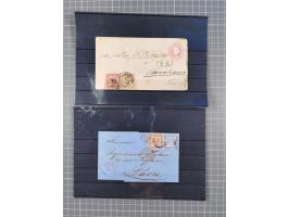 1850/71, ungebrauchter und gestempelte aber Sammlungsbestand in 2 Karteikästen, dabei auch viele Briefe, farbige Stempel, Ein