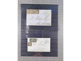 1850/71, ungebrauchter und gestempelte aber Sammlungsbestand in 2 Karteikästen, dabei auch viele Briefe, farbige Stempel, Ein