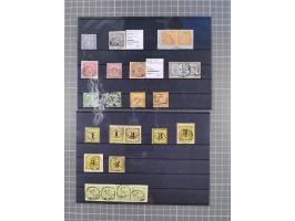 1850/71, ungebrauchter und gestempelte aber Sammlungsbestand in 2 Karteikästen, dabei auch viele Briefe, farbige Stempel, Ein