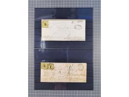 1850/71, ungebrauchter und gestempelte aber Sammlungsbestand in 2 Karteikästen, dabei auch viele Briefe, farbige Stempel, Ein
