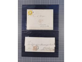 1850/71, ungebrauchter und gestempelte aber Sammlungsbestand in 2 Karteikästen, dabei auch viele Briefe, farbige Stempel, Ein