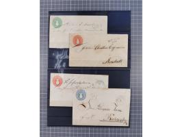 1850/71, ungebrauchter und gestempelte aber Sammlungsbestand in 2 Karteikästen, dabei auch viele Briefe, farbige Stempel, Ein