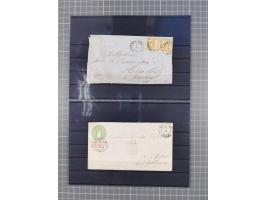 1850/71, ungebrauchter und gestempelte aber Sammlungsbestand in 2 Karteikästen, dabei auch viele Briefe, farbige Stempel, Ein