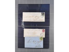 1850/71, ungebrauchter und gestempelte aber Sammlungsbestand in 2 Karteikästen, dabei auch viele Briefe, farbige Stempel, Ein