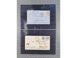 1850/71, ungebrauchter und gestempelte aber Sammlungsbestand in 2 Karteikästen, dabei auch viele Briefe, farbige Stempel, Ein