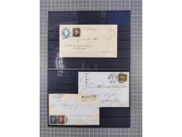 1850/71, ungebrauchter und gestempelte aber Sammlungsbestand in 2 Karteikästen, dabei auch viele Briefe, farbige Stempel, Ein