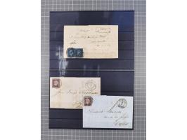 1850/71, ungebrauchter und gestempelte aber Sammlungsbestand in 2 Karteikästen, dabei auch viele Briefe, farbige Stempel, Ein