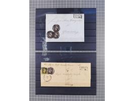 1850/71, ungebrauchter und gestempelte aber Sammlungsbestand in 2 Karteikästen, dabei auch viele Briefe, farbige Stempel, Ein