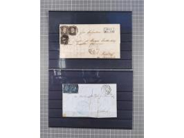 1850/71, ungebrauchter und gestempelte aber Sammlungsbestand in 2 Karteikästen, dabei auch viele Briefe, farbige Stempel, Ein
