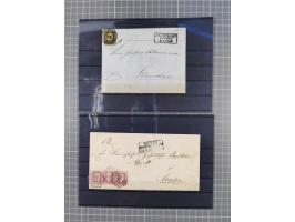 1850/71, ungebrauchter und gestempelte aber Sammlungsbestand in 2 Karteikästen, dabei auch viele Briefe, farbige Stempel, Ein