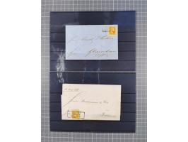 1850/71, ungebrauchter und gestempelte aber Sammlungsbestand in 2 Karteikästen, dabei auch viele Briefe, farbige Stempel, Ein