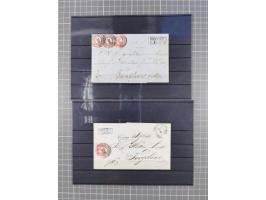 1850/71, ungebrauchter und gestempelte aber Sammlungsbestand in 2 Karteikästen, dabei auch viele Briefe, farbige Stempel, Ein