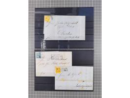 1850/71, ungebrauchter und gestempelte aber Sammlungsbestand in 2 Karteikästen, dabei auch viele Briefe, farbige Stempel, Ein
