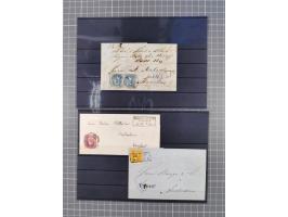 1850/71, ungebrauchter und gestempelte aber Sammlungsbestand in 2 Karteikästen, dabei auch viele Briefe, farbige Stempel, Ein