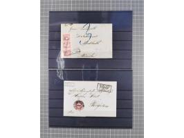 1850/71, ungebrauchter und gestempelte aber Sammlungsbestand in 2 Karteikästen, dabei auch viele Briefe, farbige Stempel, Ein