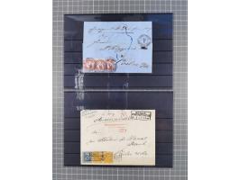 1850/71, ungebrauchter und gestempelte aber Sammlungsbestand in 2 Karteikästen, dabei auch viele Briefe, farbige Stempel, Ein