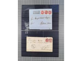1850/71, ungebrauchter und gestempelte aber Sammlungsbestand in 2 Karteikästen, dabei auch viele Briefe, farbige Stempel, Ein