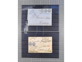1850/71, ungebrauchter und gestempelte aber Sammlungsbestand in 2 Karteikästen, dabei auch viele Briefe, farbige Stempel, Ein