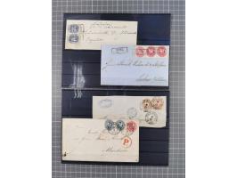 1850/71, ungebrauchter und gestempelte aber Sammlungsbestand in 2 Karteikästen, dabei auch viele Briefe, farbige Stempel, Ein