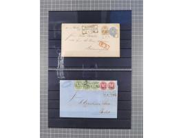 1850/71, ungebrauchter und gestempelte aber Sammlungsbestand in 2 Karteikästen, dabei auch viele Briefe, farbige Stempel, Ein